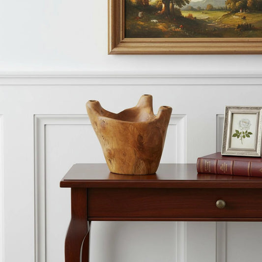 Round Solid Wood Table Vase