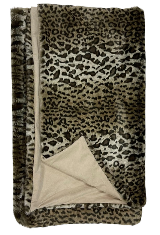 Dark Leopard Faux Fur Throw Blanket