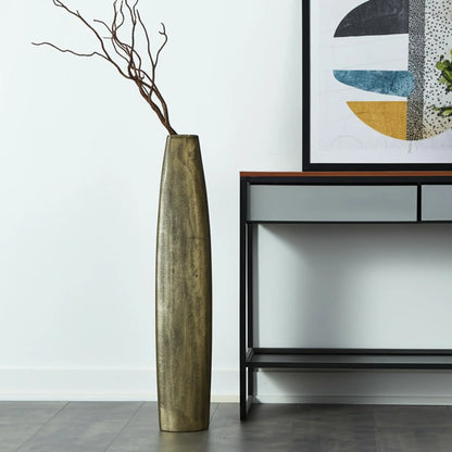 47 Inch Gold Tapered Ceramic Floor Vase