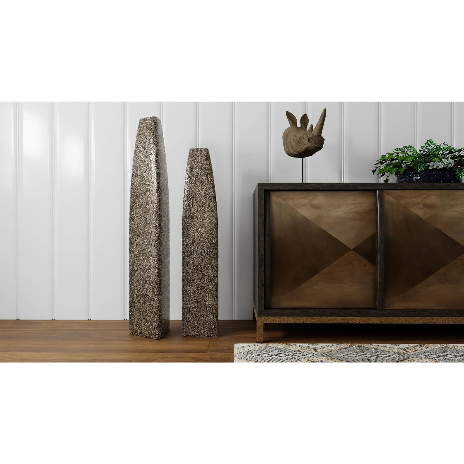 Gold Tapered Ceramic Floor Vase - 47" Tall