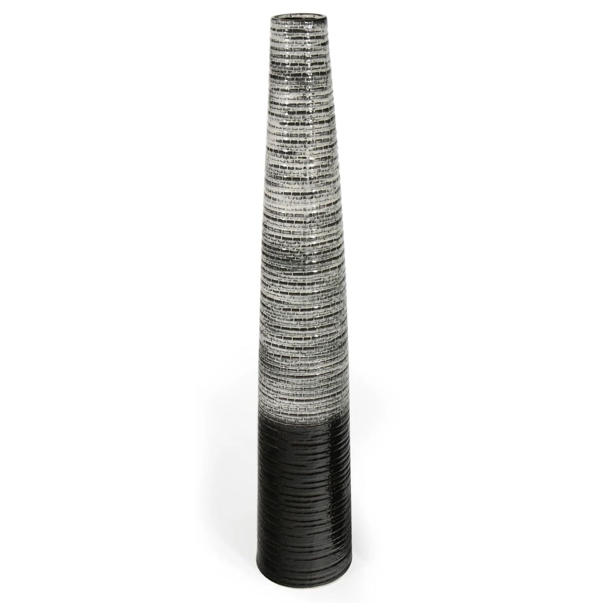 47" Black and Gray Ombre Tapered Ceramic Floor Vase