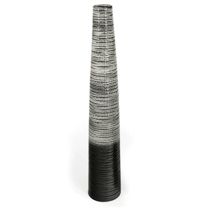 47" Black and Gray Ombre Tapered Ceramic Floor Vase