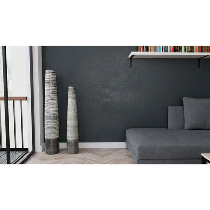 47" Black and Gray Ombre Tapered Ceramic Floor Vase