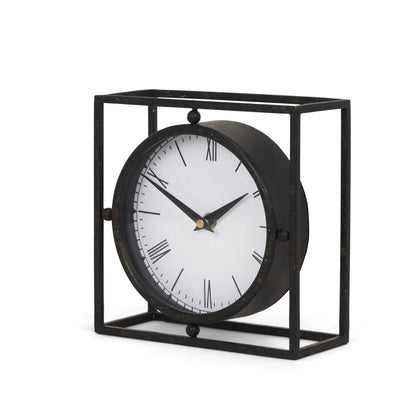 Distressed Metal Table Clock