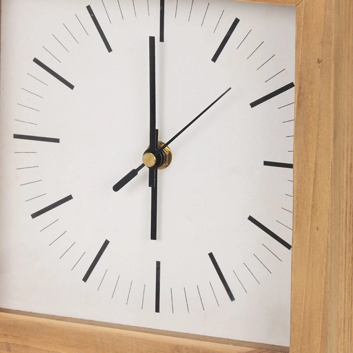 Wood Metal Square Table Clock