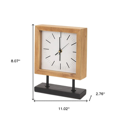 Wood Metal Square Table Clock