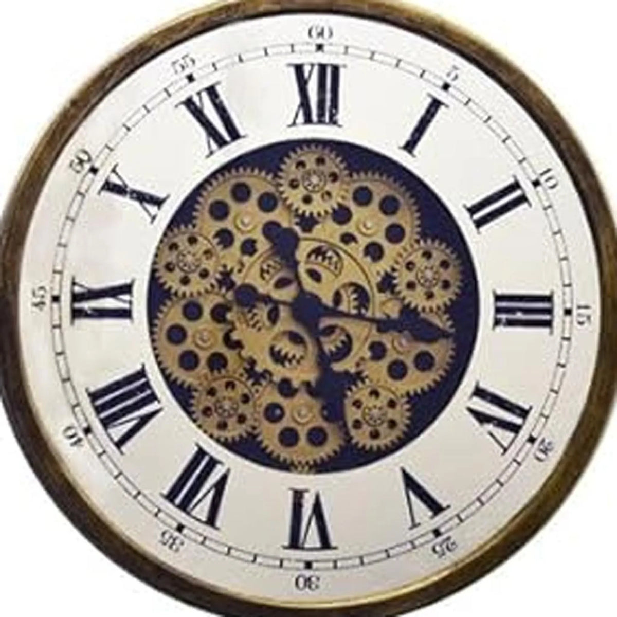 18" Antiqued Gold White and Black Metal Skeleton Wall Clock