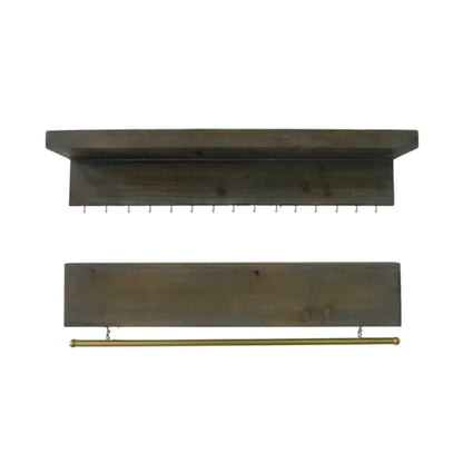 Wood Wall Mounted Accent Shelves with Hooks