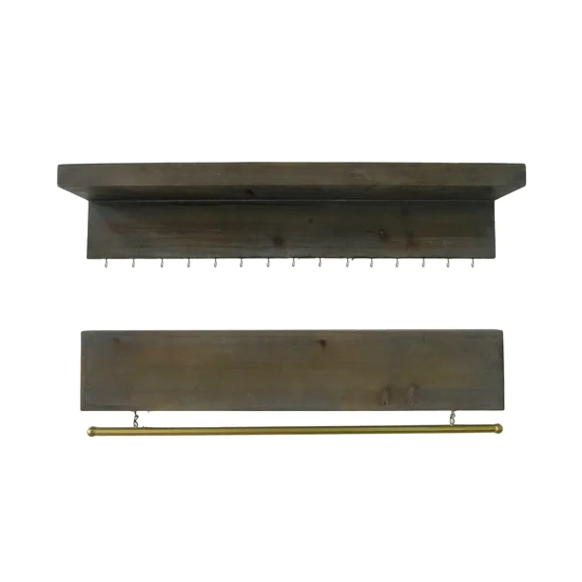 Wood Wall Mounted Accent Shelves with Hooks