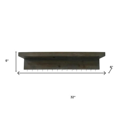 Wood Wall Mounted Accent Shelves with Hooks