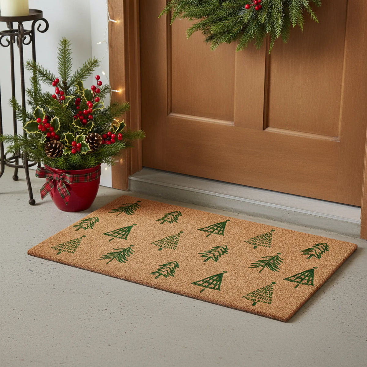 Christmas Trees Outdoor Coir Door Mat