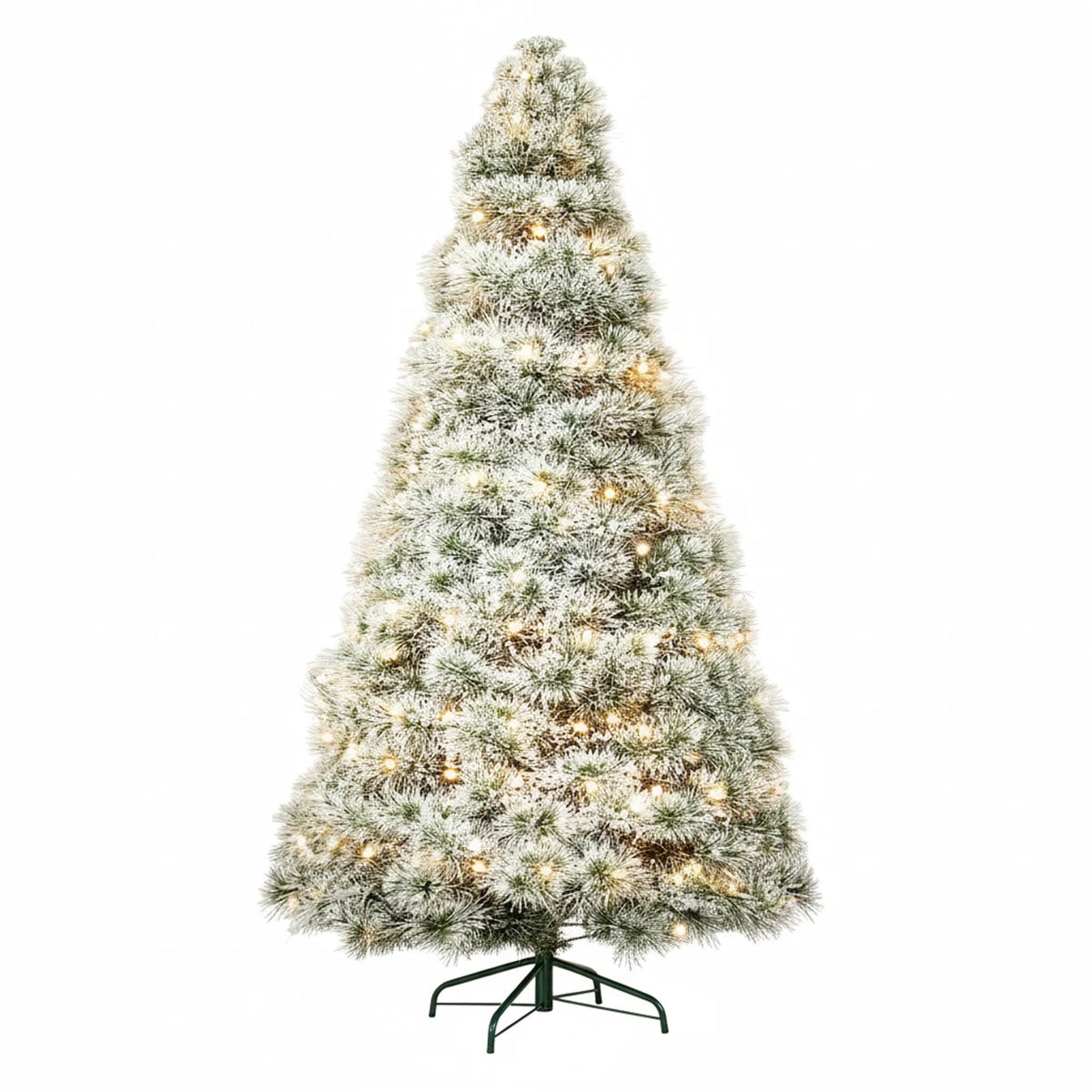 Pre Lit Full Flocked Spruce Christmas Tree