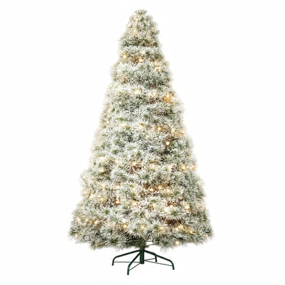 Pre Lit Full Flocked Spruce Christmas Tree