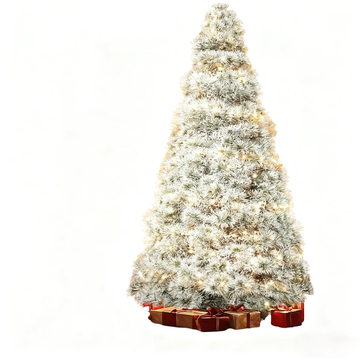 Pre Lit Full Flocked Spruce Christmas Tree