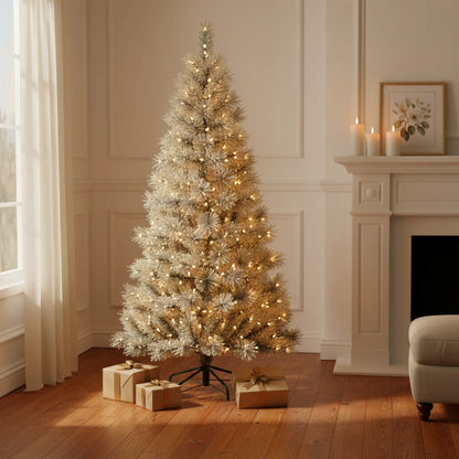 Pre Lit Full Flocked Spruce Christmas Tree