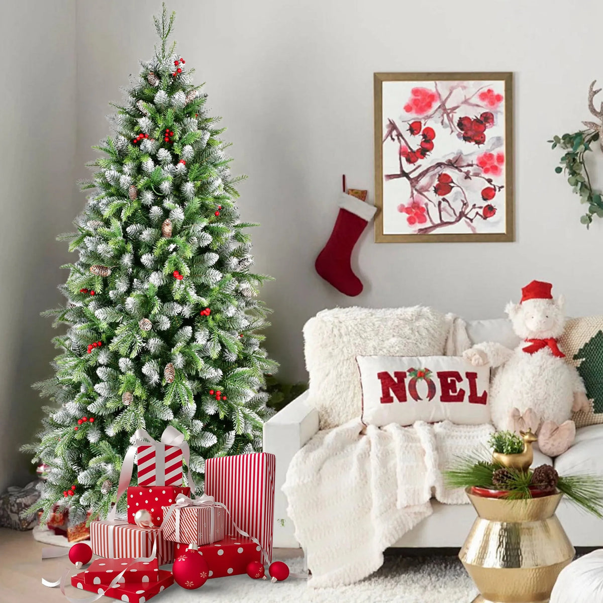 Pre Lit Full Pine Christmas Tree With Decorations