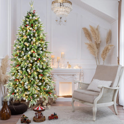 Pre Lit Full Pine Christmas Tree With Decorations