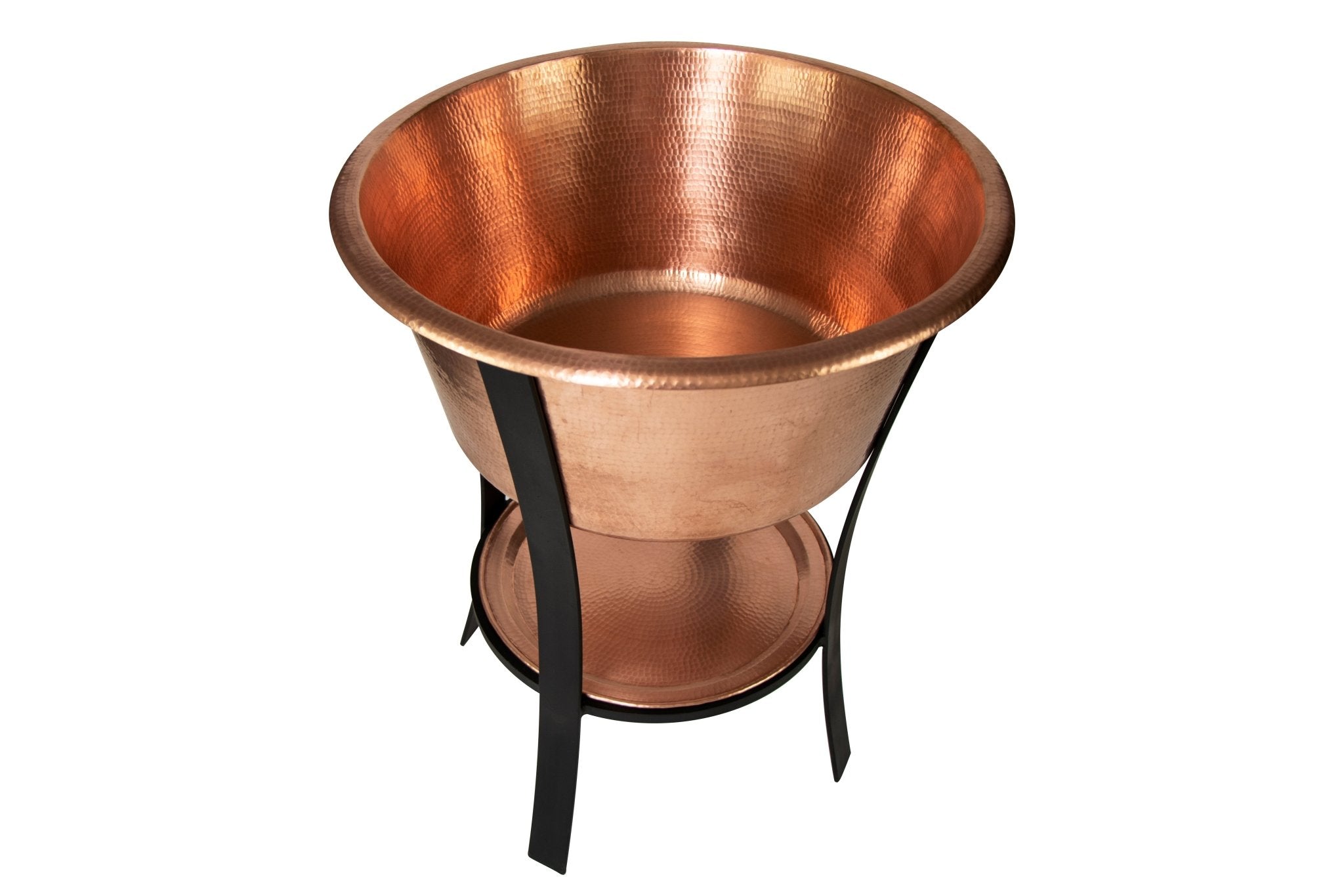 24" Round Bucket Hammered Copper Cooler - nobiliving.com