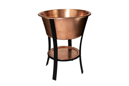 24" Round Bucket Hammered Copper Cooler - nobiliving.com