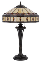 26" Black Metal Two Light Candlestick Table Lamp with Ivory and Red Dome Shade - Nobiliving