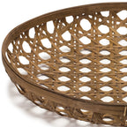 26" Brown Bamboo Weave Round Wood Vanity Tray - Nobiliving