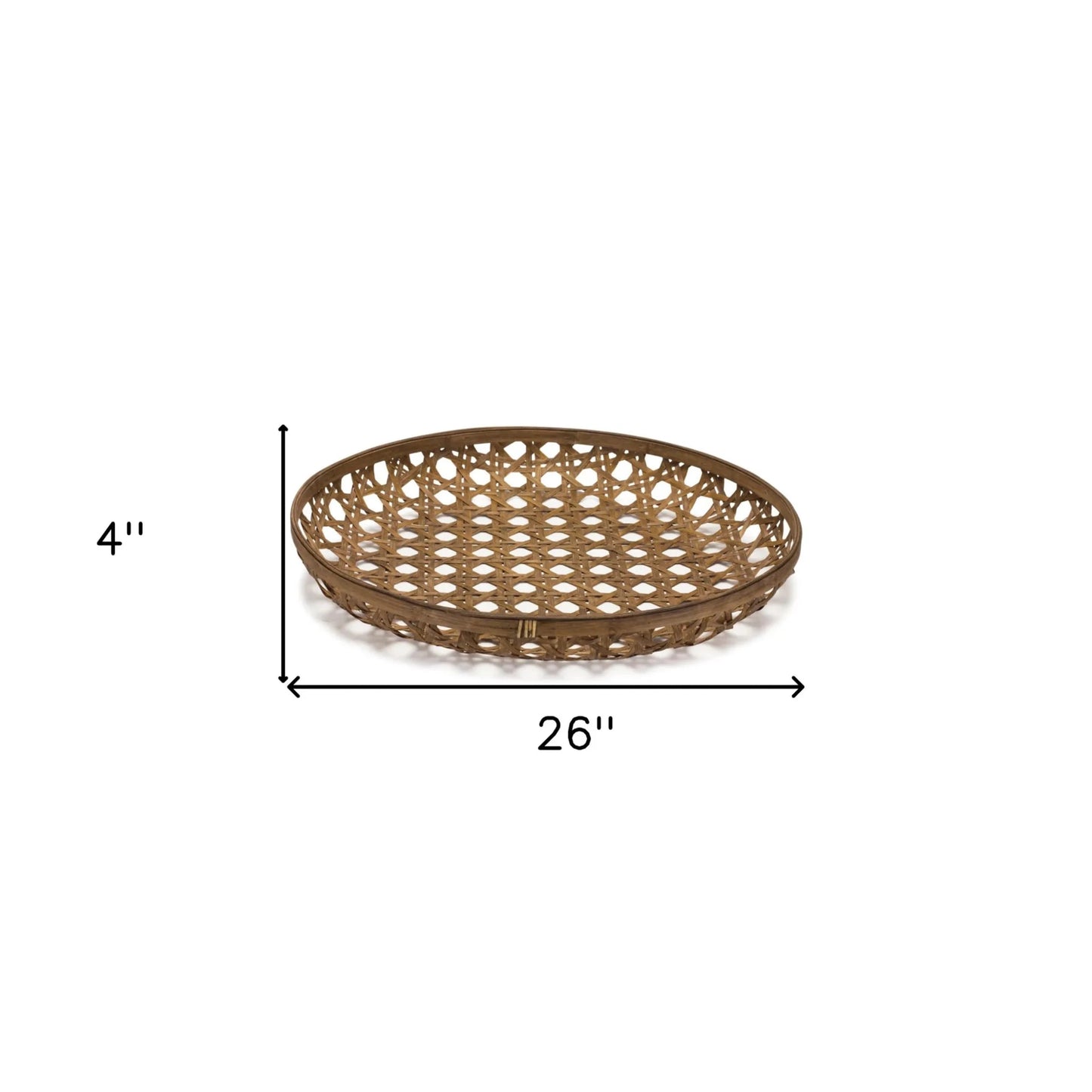 26" Brown Bamboo Weave Round Wood Vanity Tray - Nobiliving