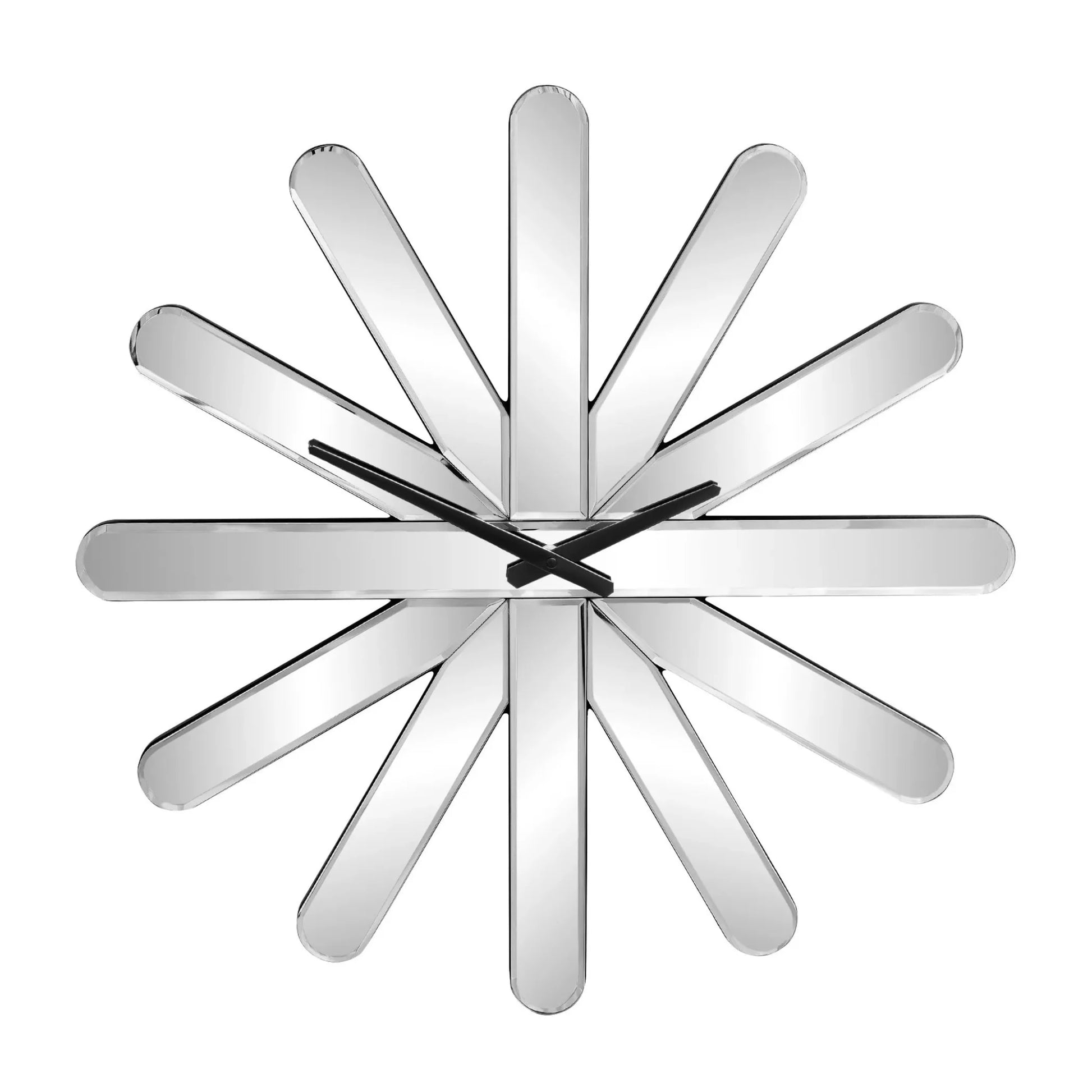 26" MirroGlass Silent Analog Starburst Wall Clock - Nobiliving