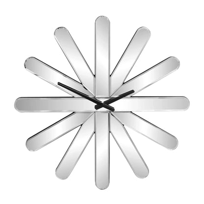 26" MirroGlass Silent Analog Starburst Wall Clock - Nobiliving