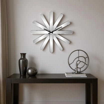 26" MirroGlass Silent Analog Starburst Wall Clock - Nobiliving