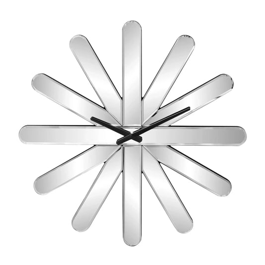26" MirroGlass Silent Analog Starburst Wall Clock - Nobiliving