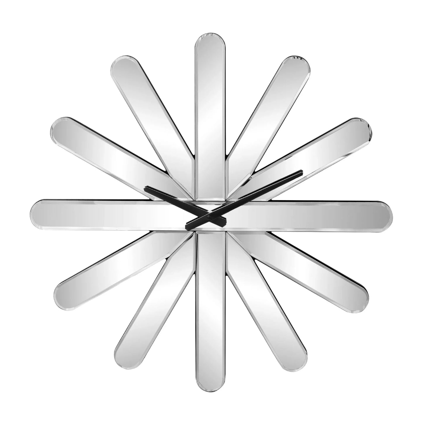 26" MirroGlass Silent Analog Starburst Wall Clock - Nobiliving