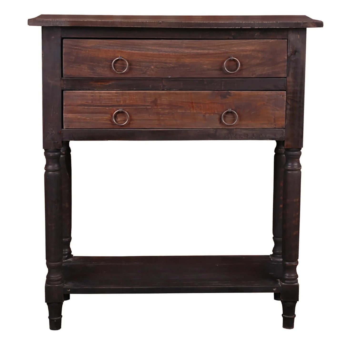 Stacked Drawer Storage Table | Distressed Brown Solid Wood