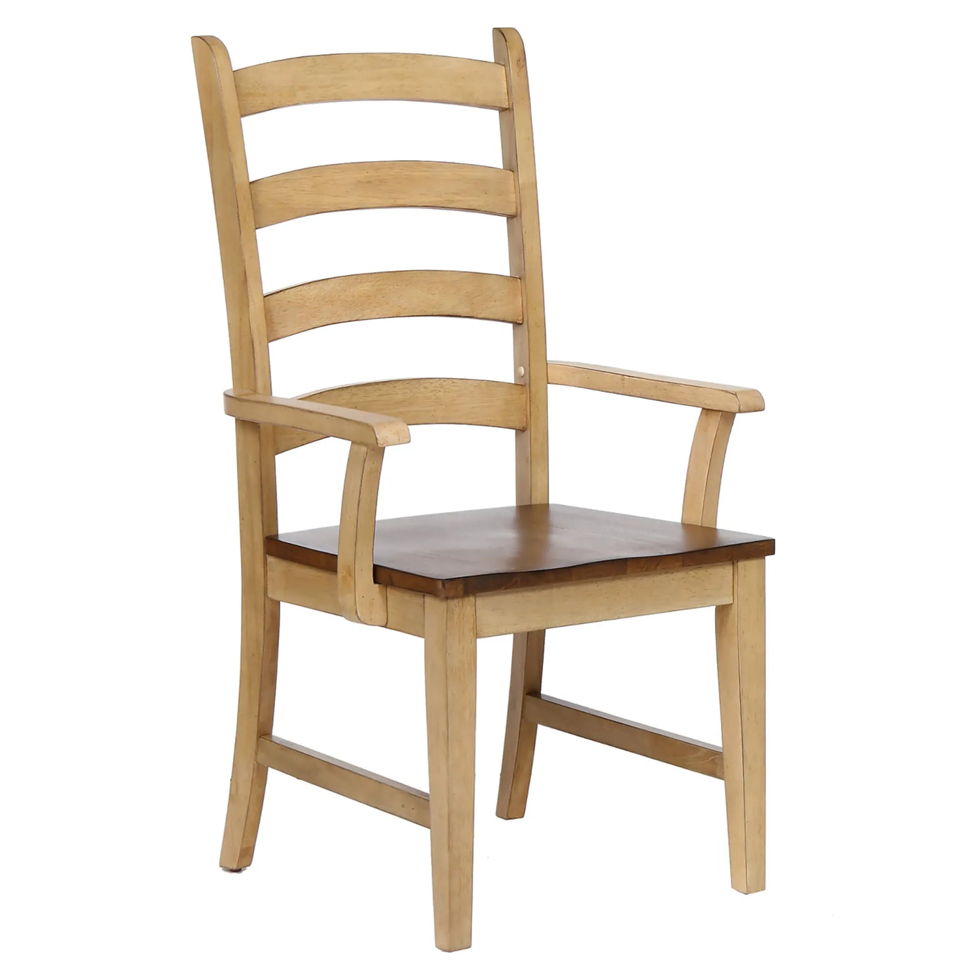 Ladder Back Dining Chair with Arms | Set of 2 Armchairs