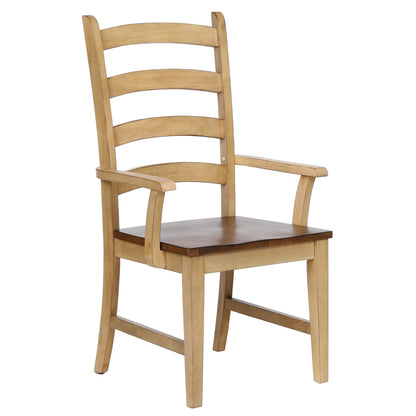 Ladder Back Dining Chair with Arms | Set of 2 Armchairs