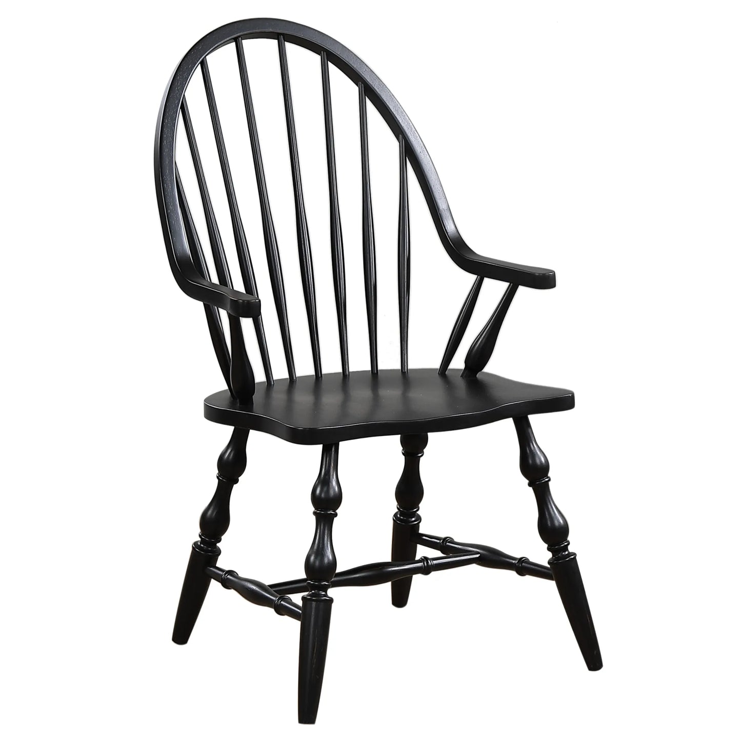 Windsor Spindle back Dining Chair | Antique Black | Set of 2