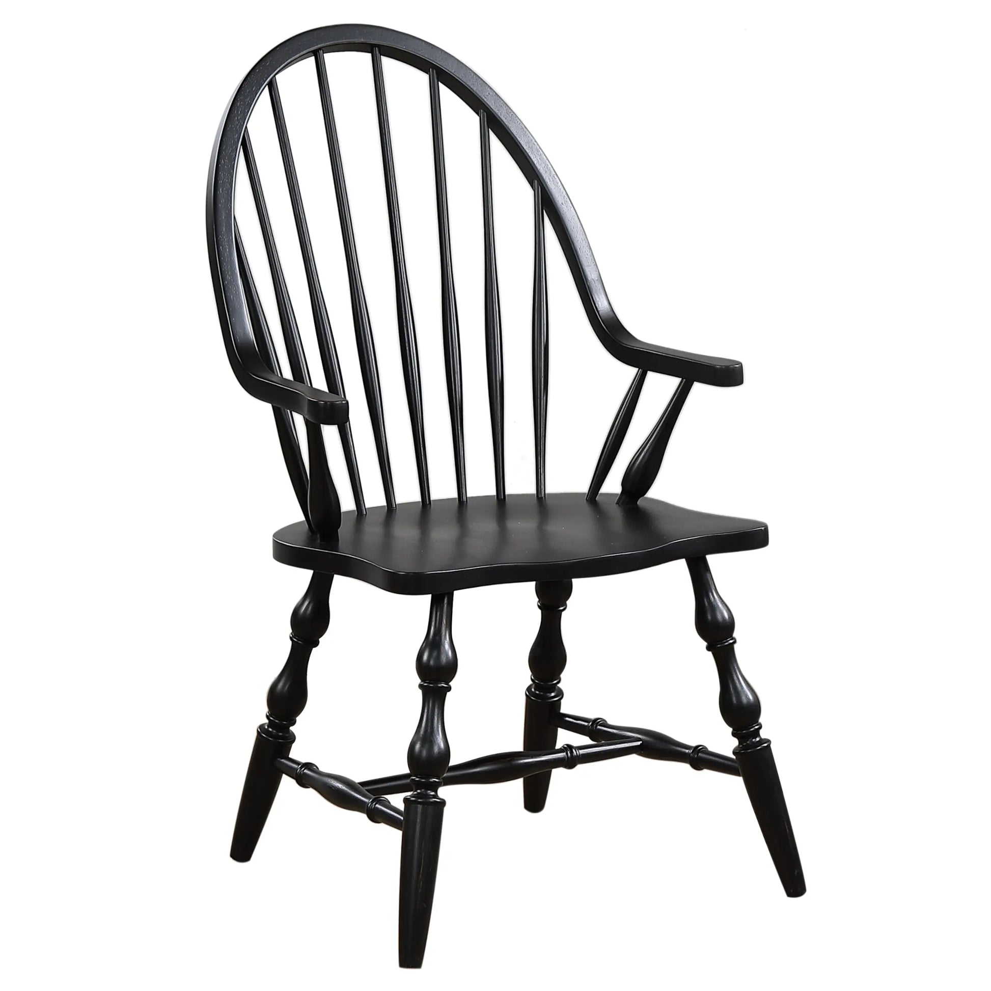 Windsor Spindle back Dining Chair | Antique Black | Set of 2