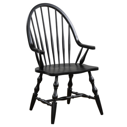 Windsor Spindle back Dining Chair | Antique Black | Set of 2