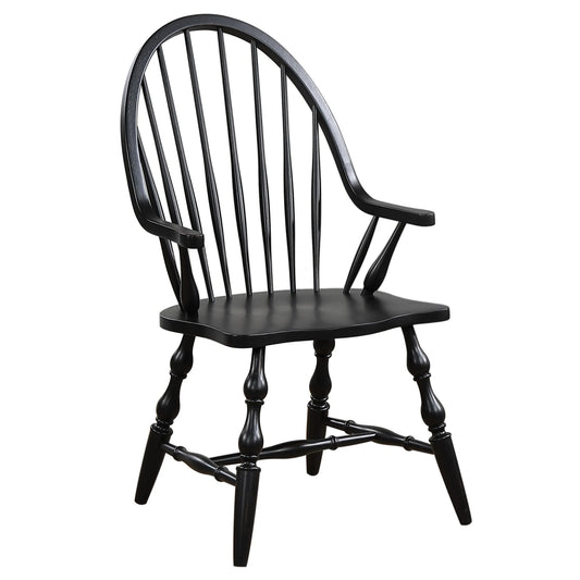 Windsor Spindle back Dining Chair | Antique Black | Set of 2