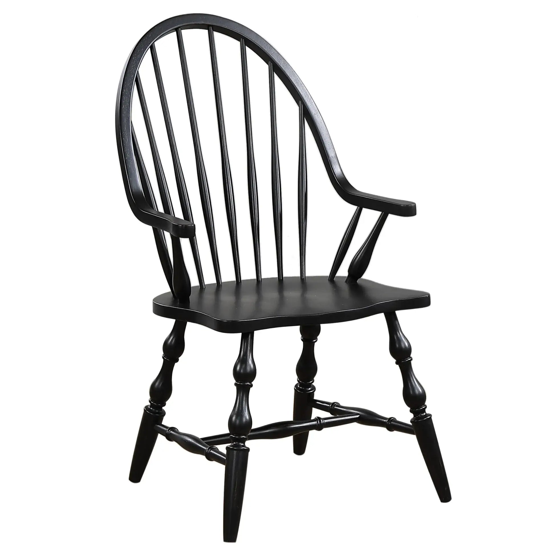 Windsor Spindle back Dining Chair | Antique Black | Set of 2