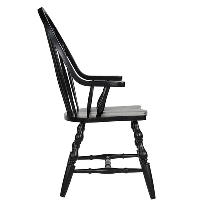 Windsor Spindle back Dining Chair | Antique Black | Set of 2