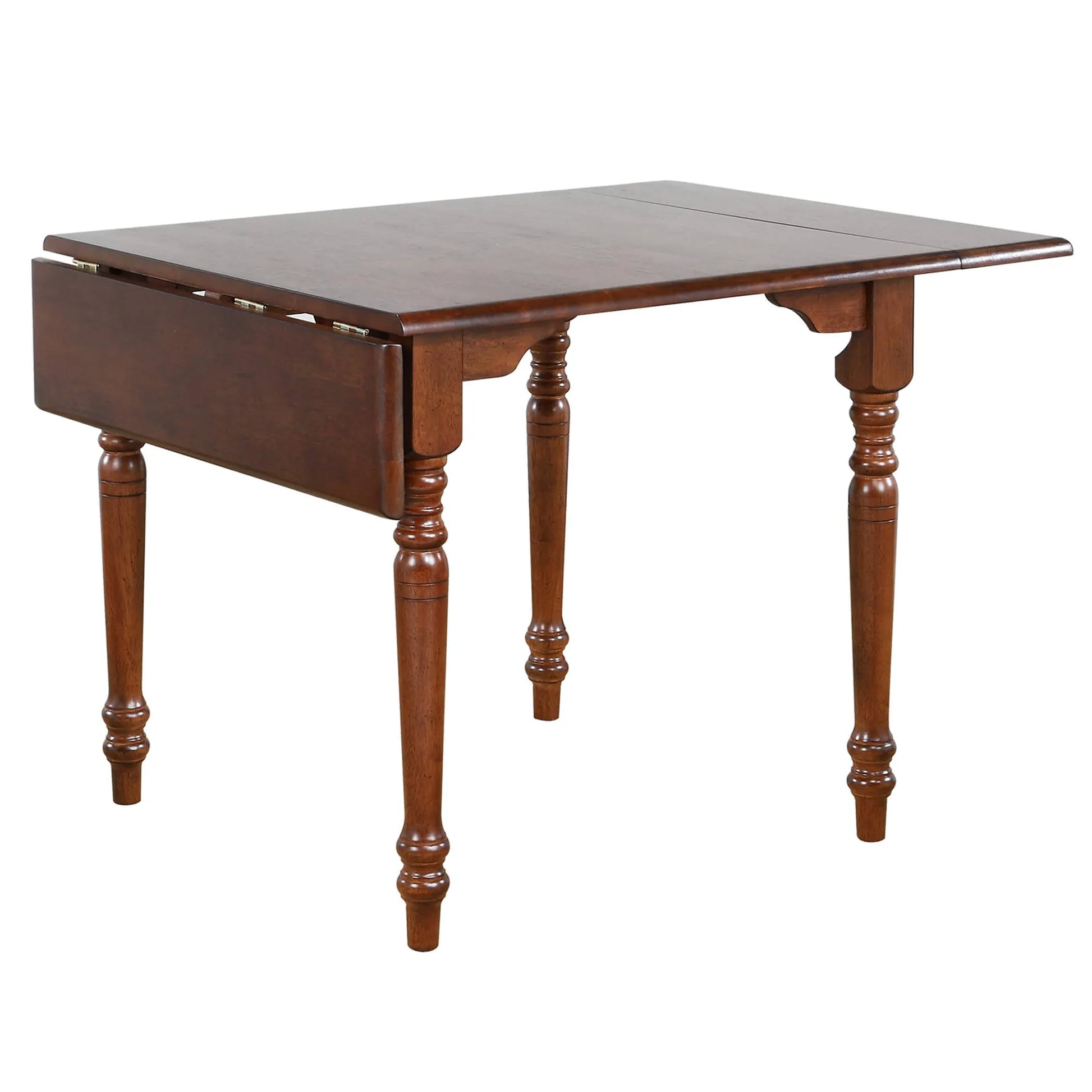 Rectangular Extendable Drop Leaf Dining Table | Chestnut Brown Wood
