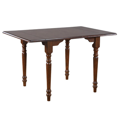 Rectangular Extendable Drop Leaf Dining Table | Chestnut Brown Wood
