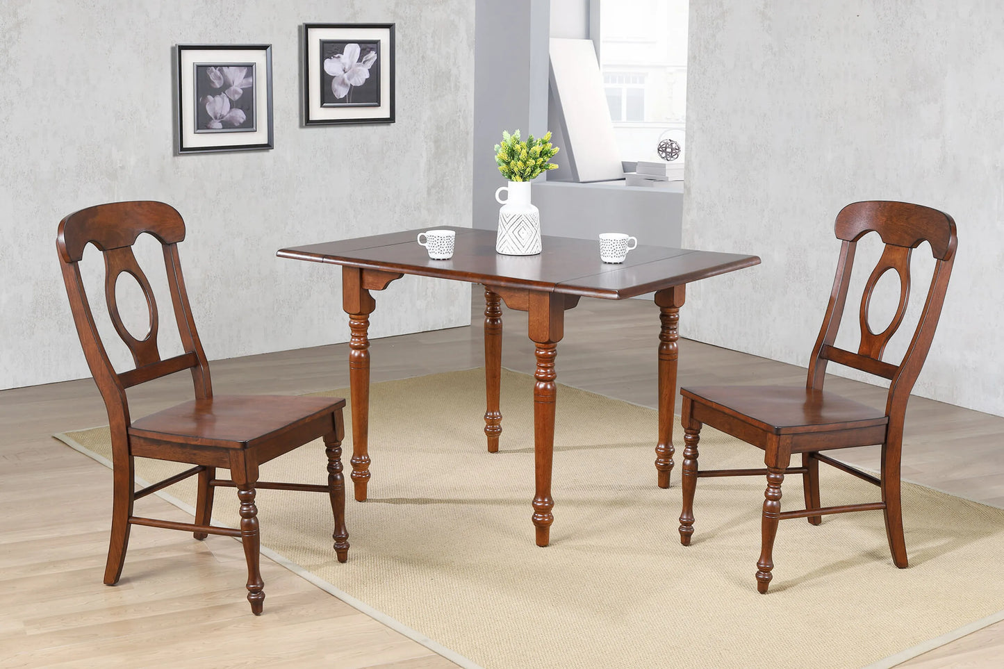Rectangular Extendable Drop Leaf Dining Table in dining setting