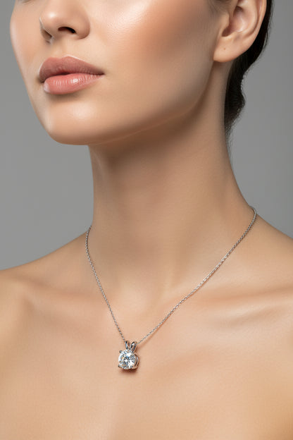 1.00 Ctw Prong Set Round Lab Grown Diamond Pendant in White /Yellow Gold