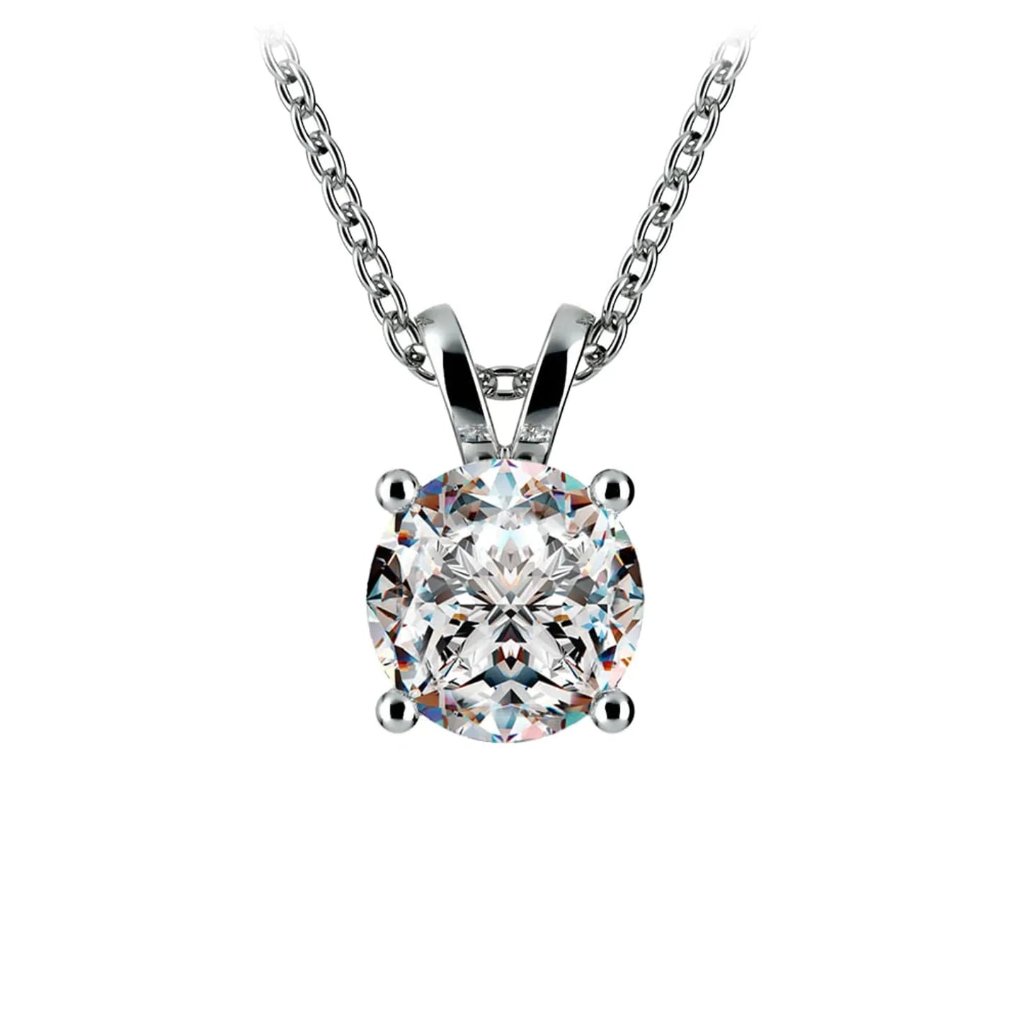 Round Lab Grown Diamond Pendant - White & Yellow Gold