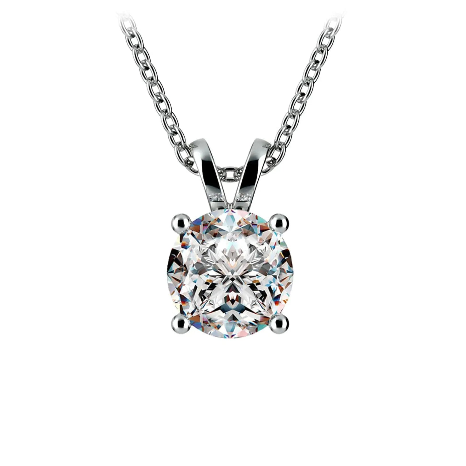 Round Lab Grown Diamond Pendant - White & Yellow Gold