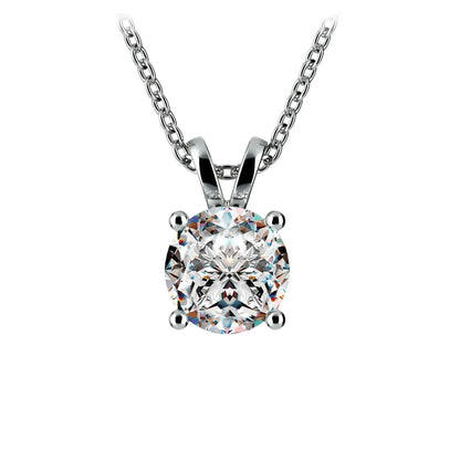 Round Lab Grown Diamond Pendant - White & Yellow Gold