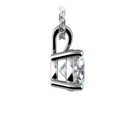 1.00 Ctw Prong Set Round Lab Grown Diamond Pendant side view white gold