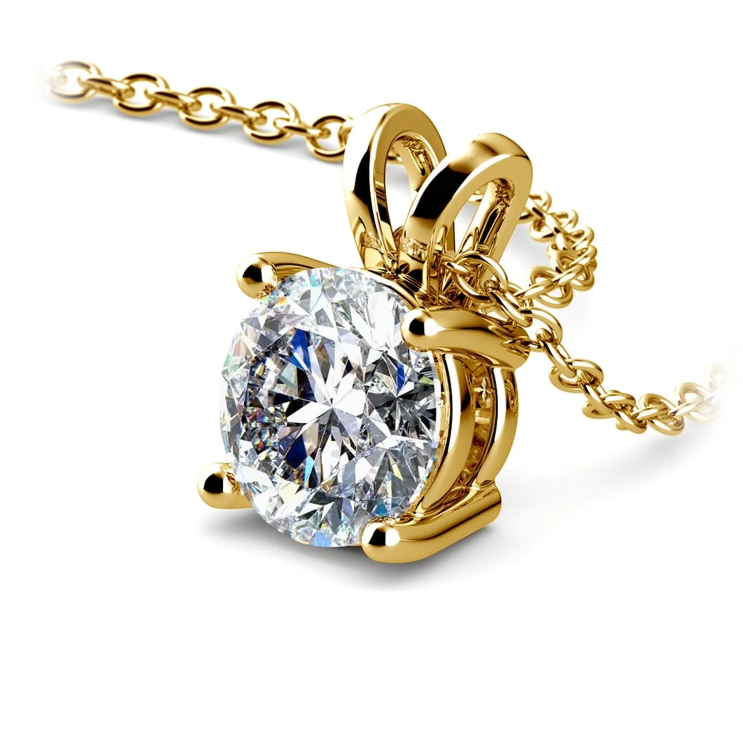 Round Lab Grown Diamond Pendant - White & Yellow Gold