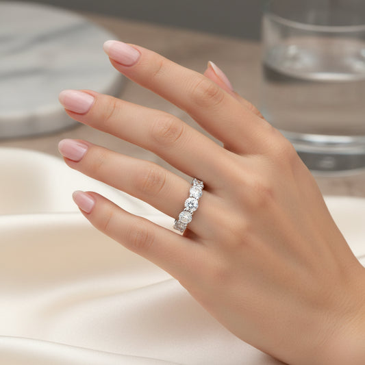 1 1/4 CTW Round Lab Grown Diamond Five Stone Anniversary Band 14K White Gold (G-VS)
